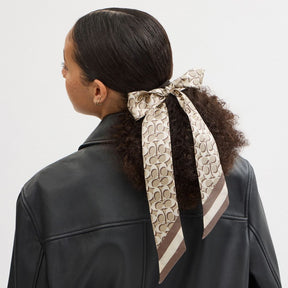 Signature Print Silk Skinny Scarf