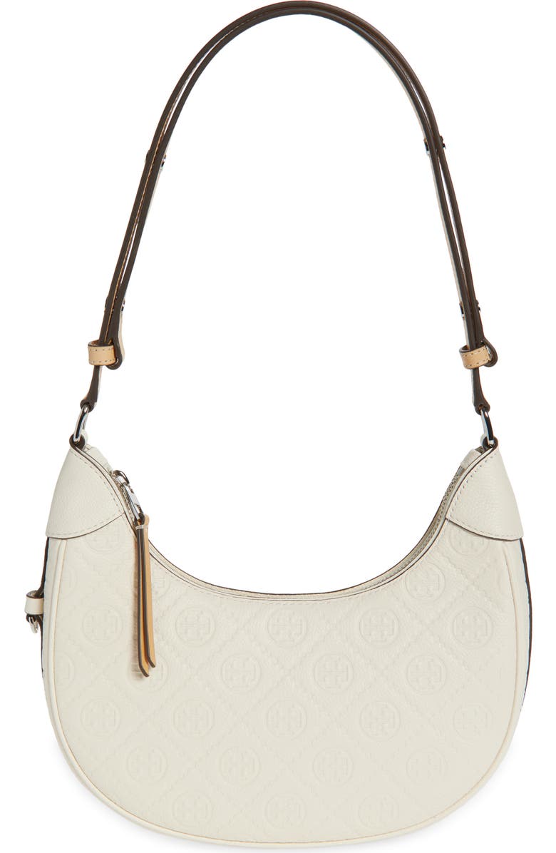 T-Monogram Embossed Crescent Shoulder Bag