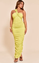 Shape Lime Sculpt One Shoulder Wrap Ruched Maxi Dress