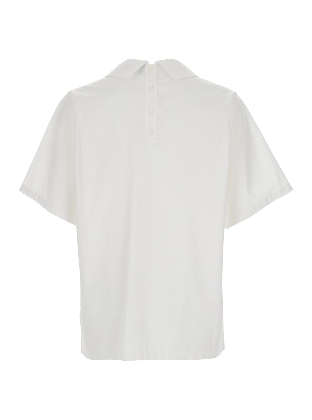 Msgm White Shirt with Chest Patch in Cotton Man