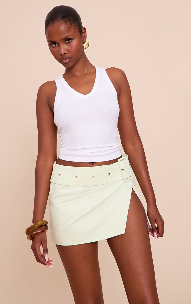 PLT Label Green Belt Detail Wrap Mini Skirt