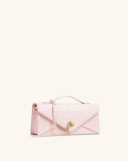 Celeste Envelope Top Handle Bag - Olive Green Lizard Texture