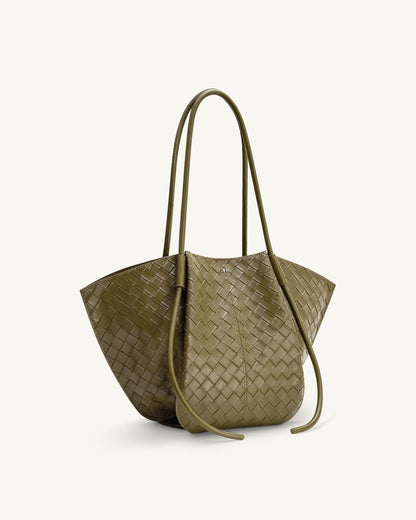Nala Wide Weave Texture Tote Bag - Black