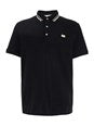 Valentino Black Polo Shirt with Classic Bicolor Collar and Logo Patch on the Front in Cotton Man
