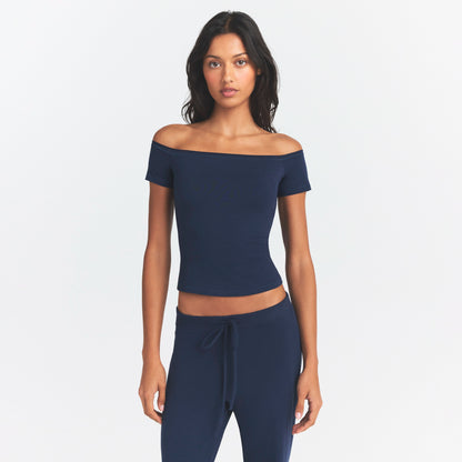 Cotton Jersey Off the Shoulder Top