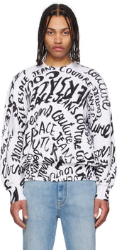 White Logo Pattern Sweater