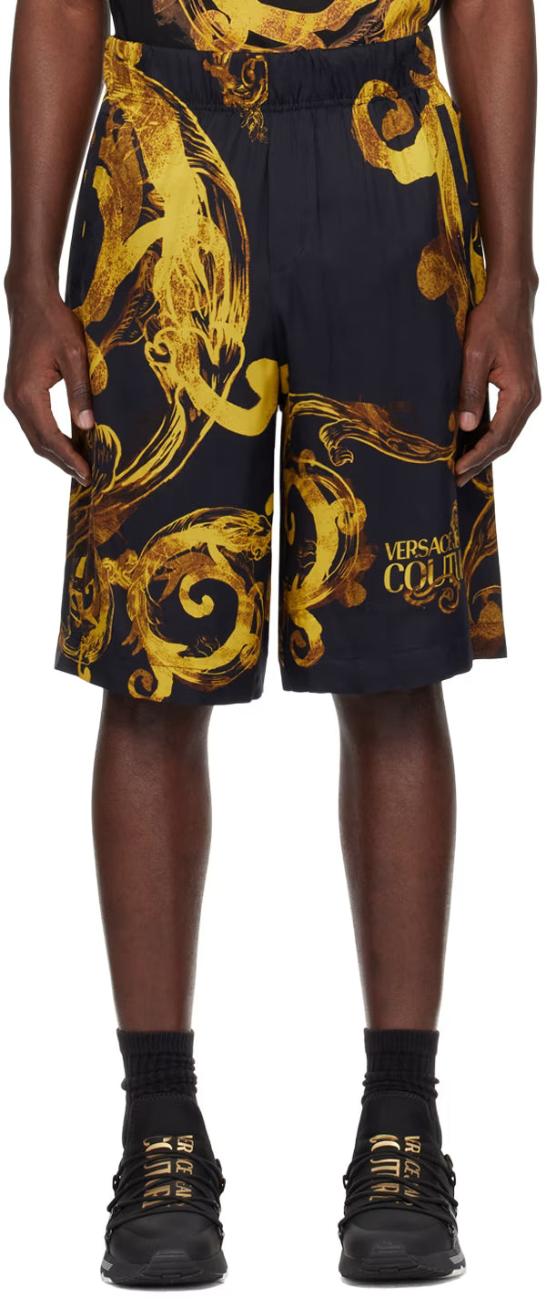 Black & Gold Watercolor Couture Shorts