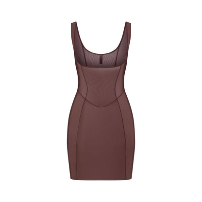 Power Mesh Shapewear Open Bust Slip Dress