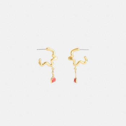 Cherry Wavy Huggie Earrings