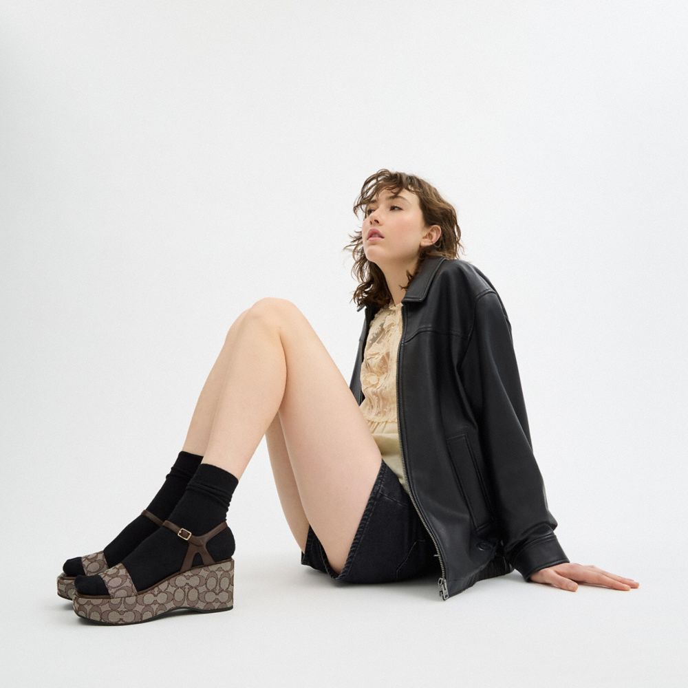 Gale Wedge Sandal In Signature Jacquard
