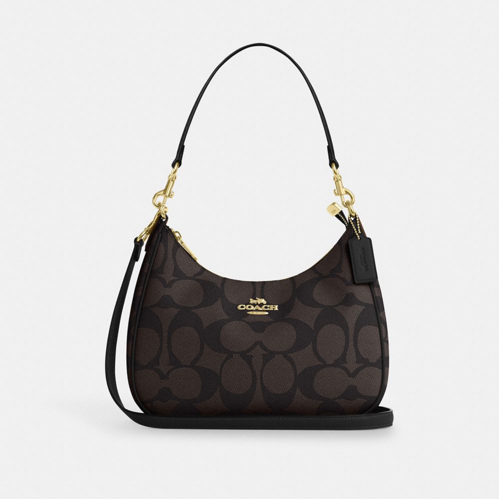 Teri Hobo Bag In Blocked Signature Canvas