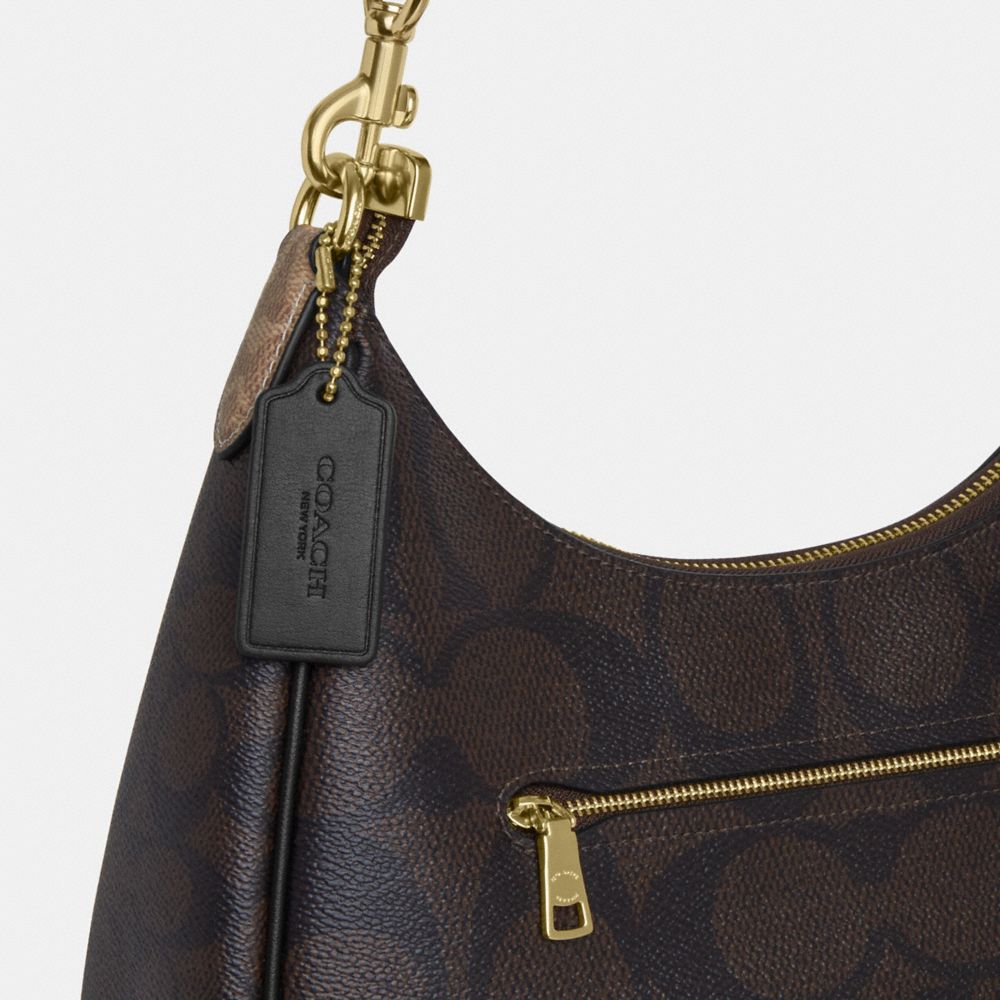 Teri Hobo Bag In Blocked Signature Canvas