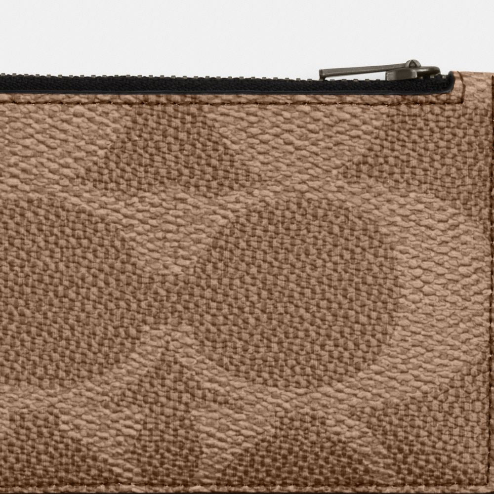 Zip Card Case In Blocked Signature Canvas
