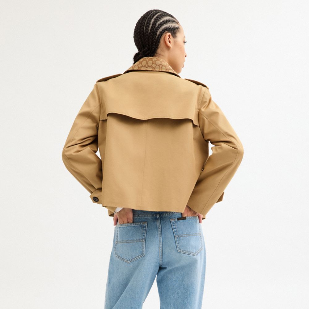 Short Trench Coat With Signature Collar