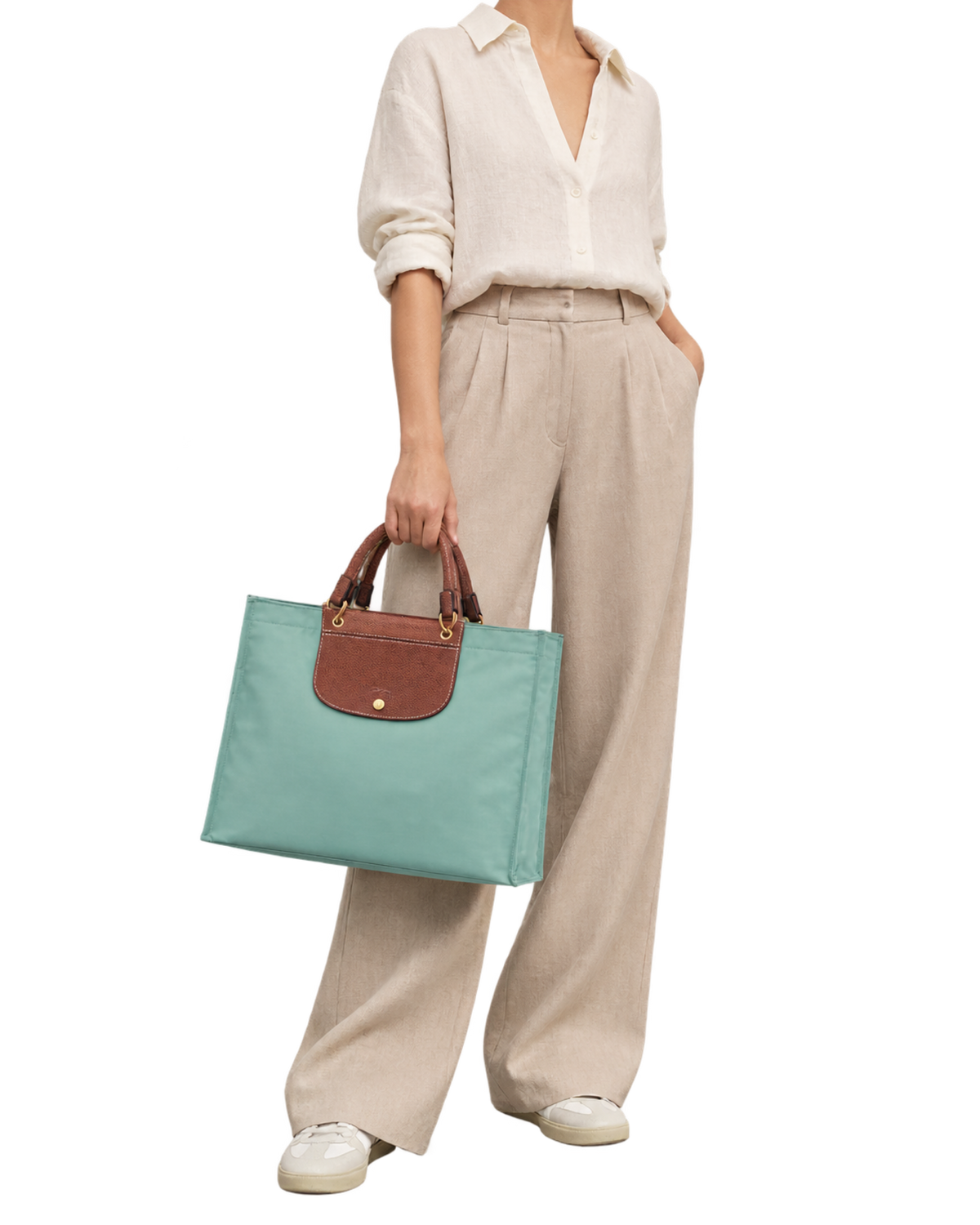 Cabas Longchamp L Tote Bag Vervain - Canvas