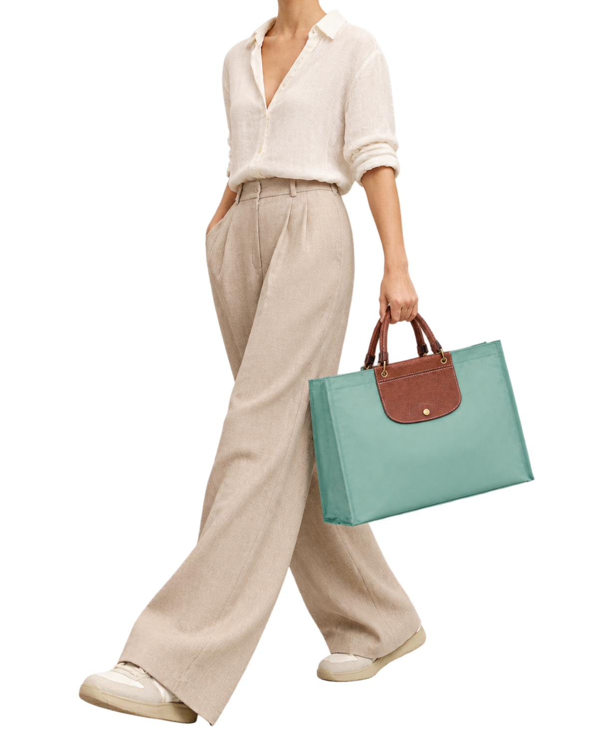 Cabas Longchamp L Tote Bag Vervain - Canvas