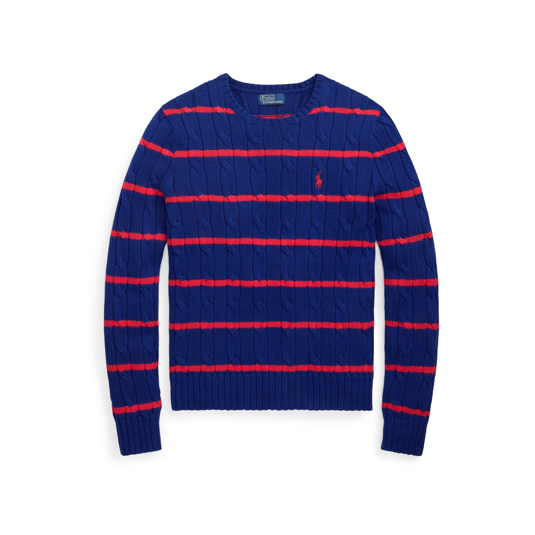 Cable Stripe Crew Neck Jumper