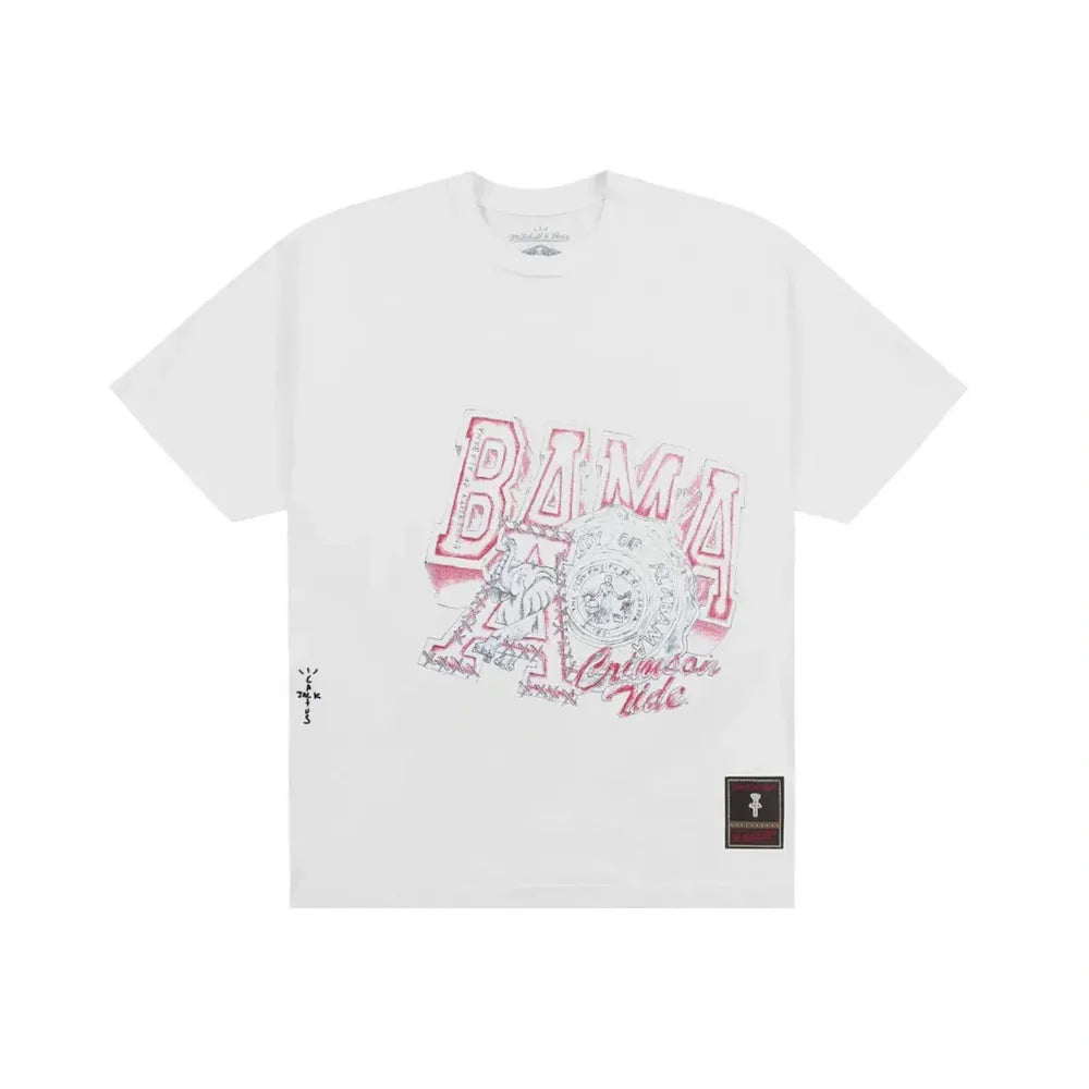 Cactus Jack by Travis Scott x Mitchell & Ness University Of Alabama Handdrawn Tee 'White'