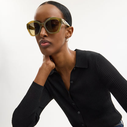 Maxi Sculpted C Oversized Geometric Sunglasses