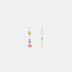 Mushroom And Teddy Bear Linear Earrings