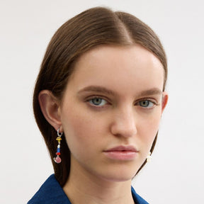 Mushroom And Teddy Bear Linear Earrings