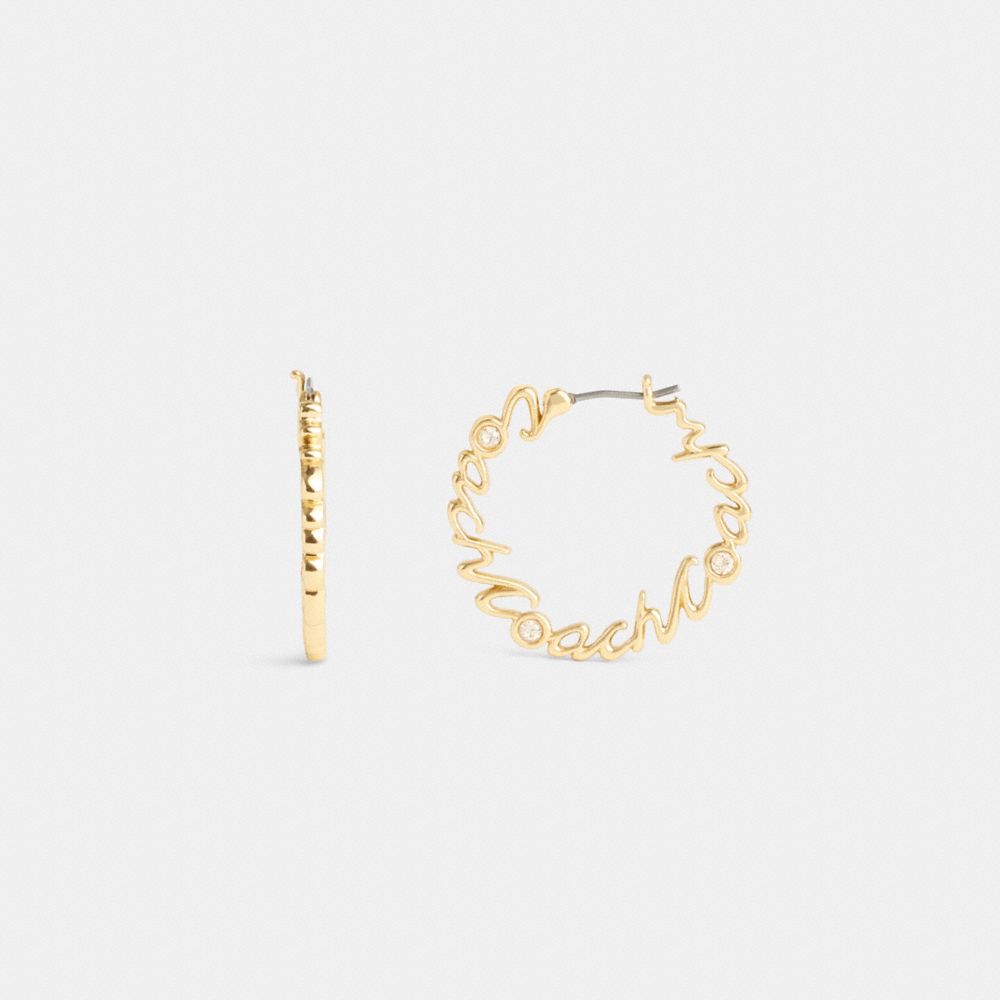 Coach Script Medium Hoop Earrings