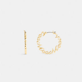 Coach Script Medium Hoop Earrings