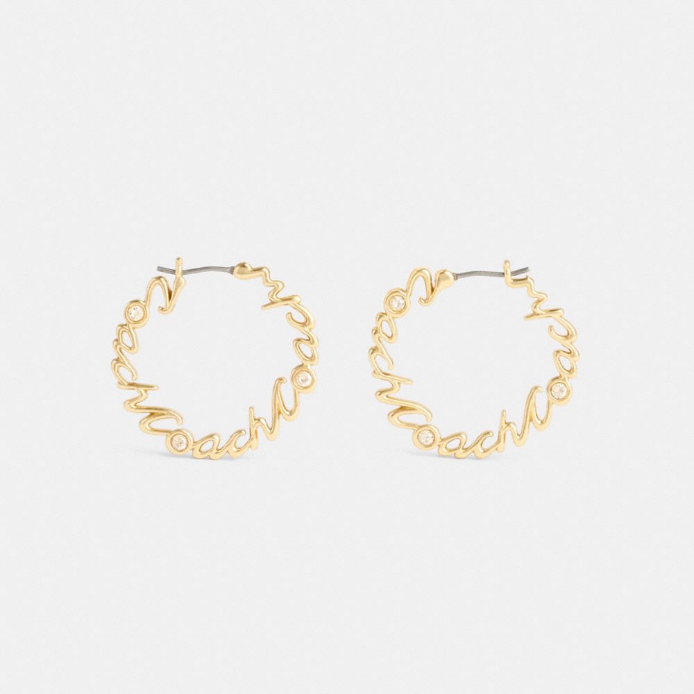 Coach Script Medium Hoop Earrings