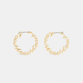 Coach Script Medium Hoop Earrings