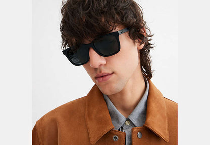 C Hardware Textured Temple Square Sunglasses