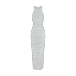 Cupro Jersey Ruched Long Dress