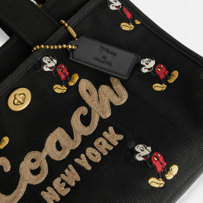 Disney X Coach Cargo Tote Bag 26 With Mickey Mouse In Regenerative Cotton Canvas