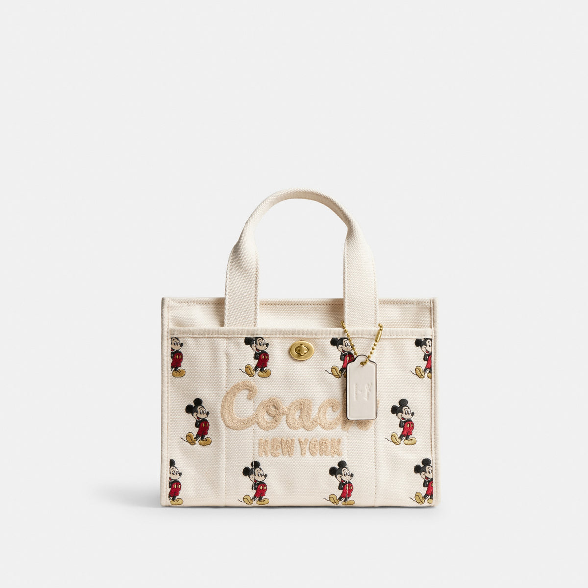 Disney X Coach Cargo Tote Bag 26 With Mickey Mouse In Regenerative Cotton Canvas