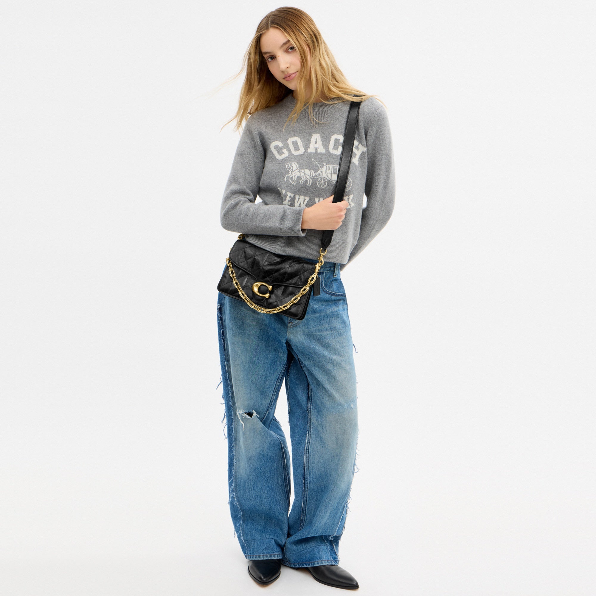 Chain Tabby Shoulder Bag With Quilting