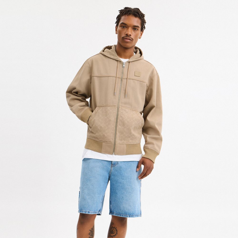 Denim Hooded Zip Jacket