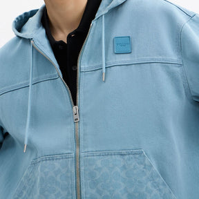 Denim Hooded Zip Jacket