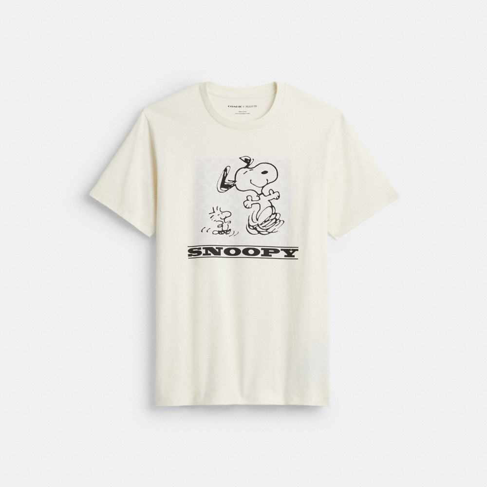 Coach X Peanuts Snoopy Signature Square T Shirt In Organic Cotton