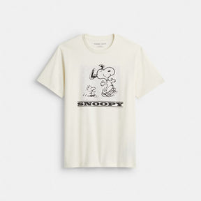 Coach X Peanuts Snoopy Signature Square T Shirt In Organic Cotton
