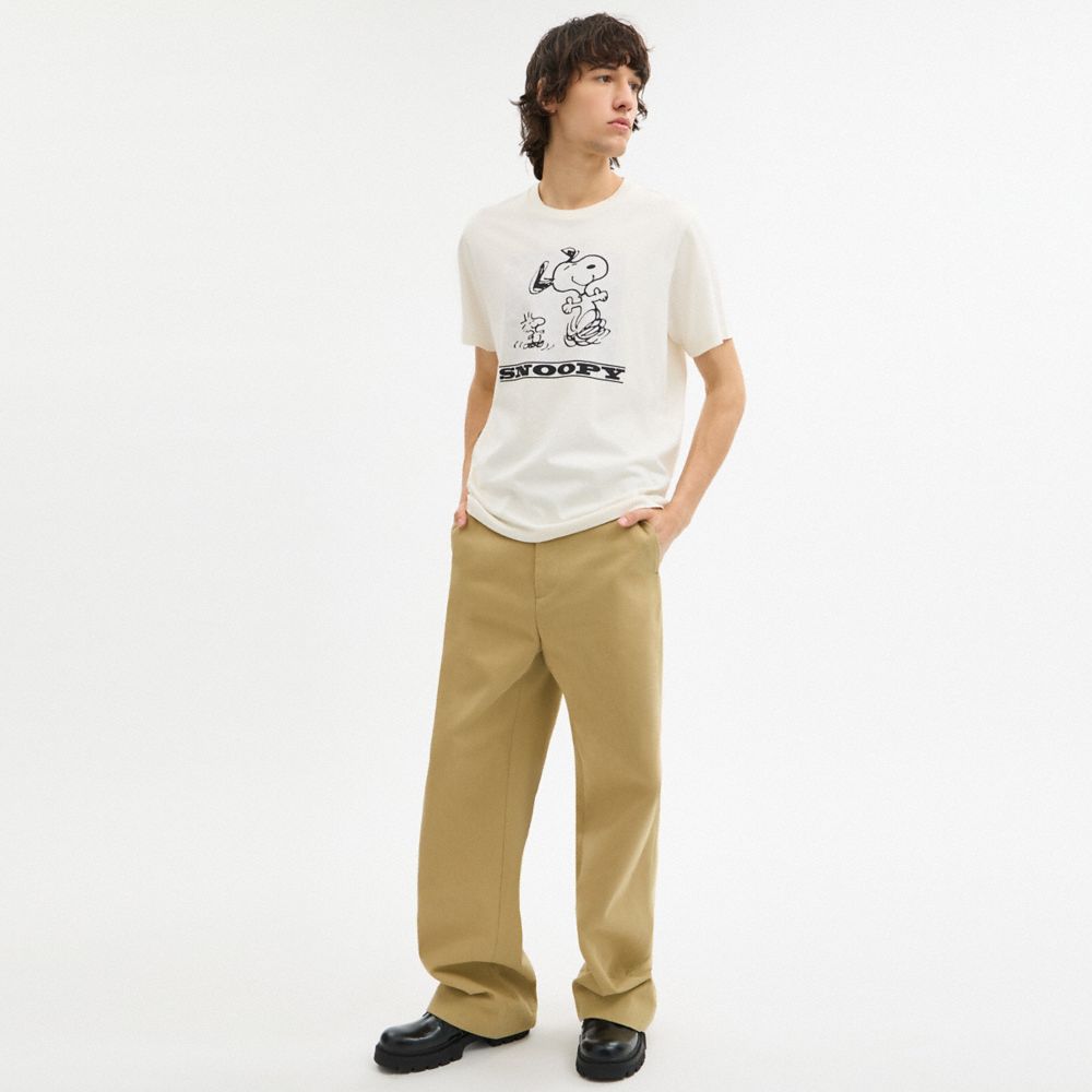 Coach X Peanuts Snoopy Signature Square T Shirt In Organic Cotton