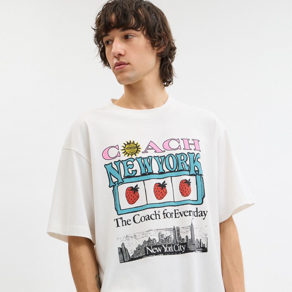 New York Collage Relaxed T Shirt In Organic Cotton