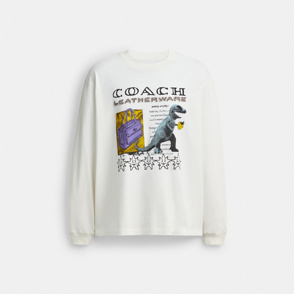 Leatherware Collage Relaxed Long Sleeve T Shirt In Organic Cotton