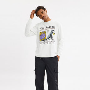 Leatherware Collage Relaxed Long Sleeve T Shirt In Organic Cotton