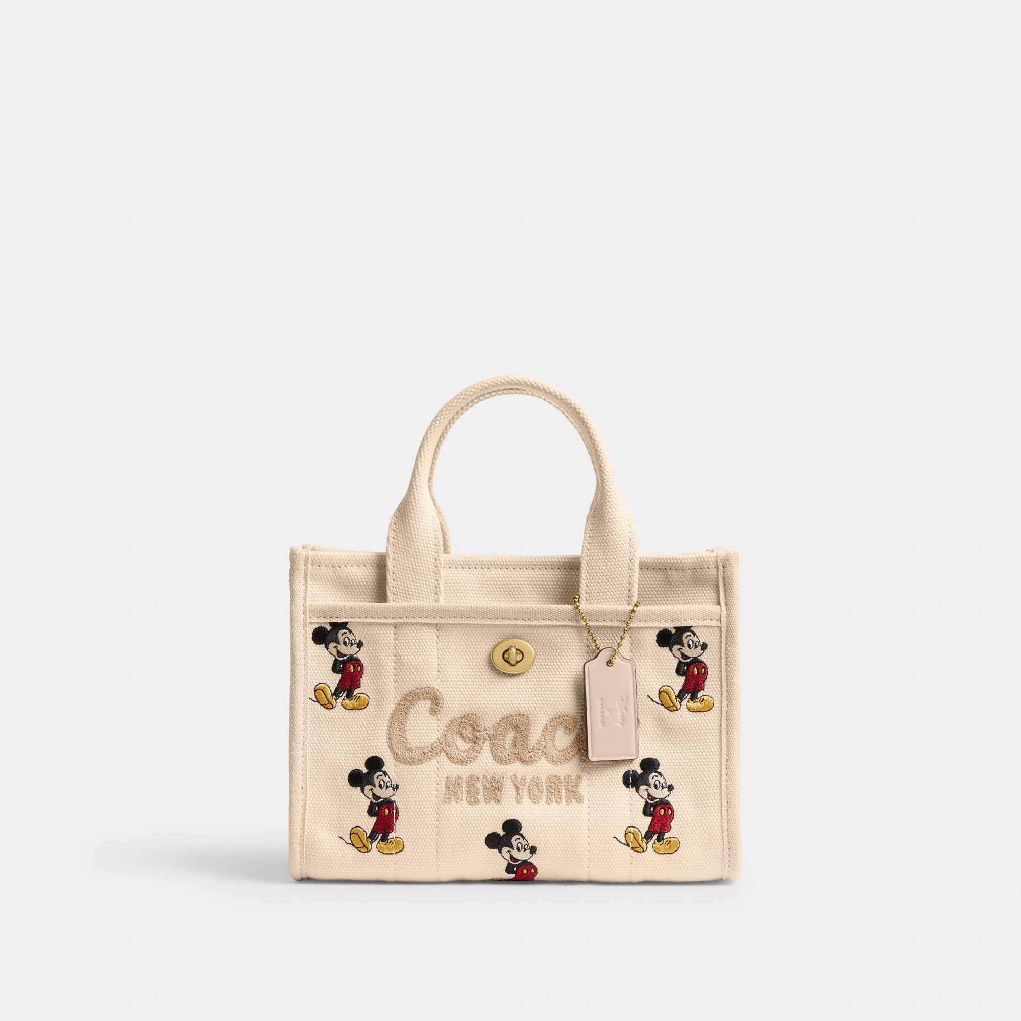Disney X Coach Cargo Tote Bag 20 With Mickey Mouse In Regenerative Cotton Canvas