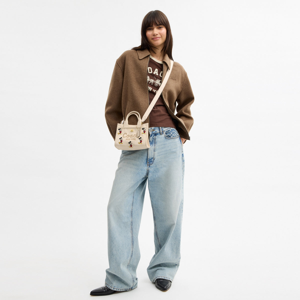 Disney X Coach Cargo Tote Bag 20 With Mickey Mouse In Regenerative Cotton Canvas