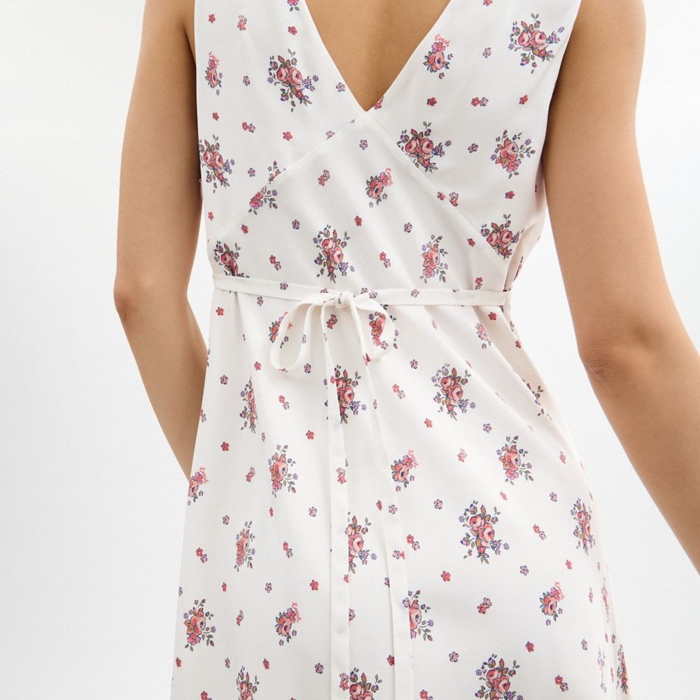 Spring Blossom Print Silk Dress