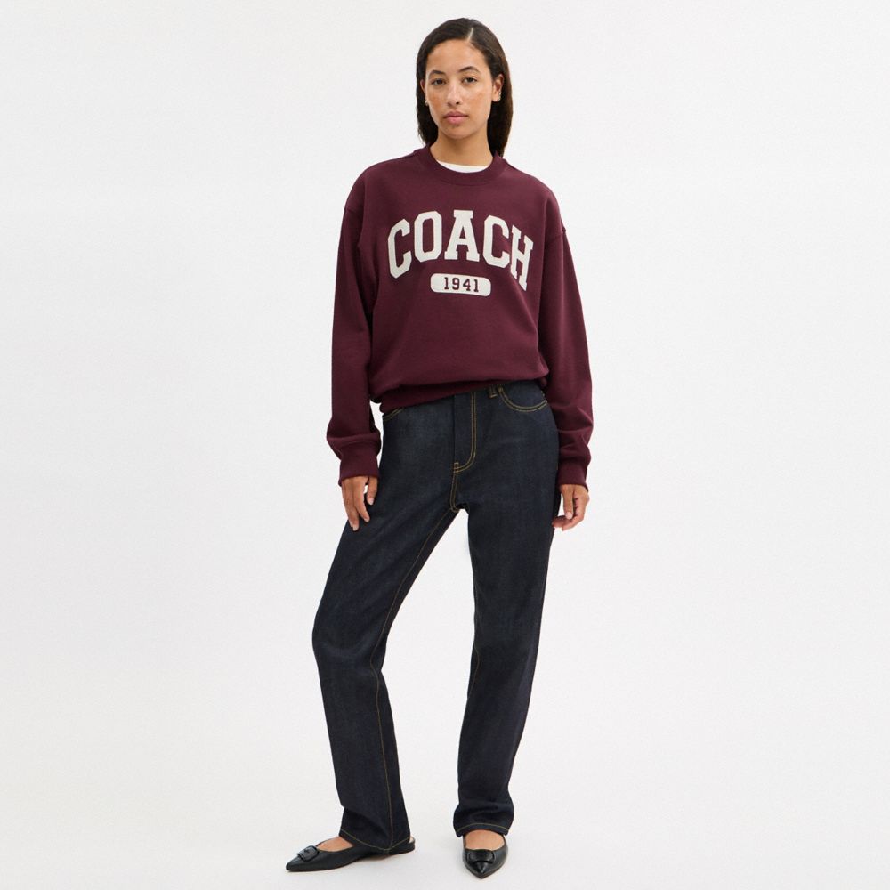Sporty Signature Boyfriend Crewneck Sweatshirt