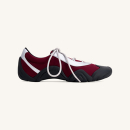Caitlin Faux Suede Lace-up Ballerina Sneakers - Burgundy & Light Grey