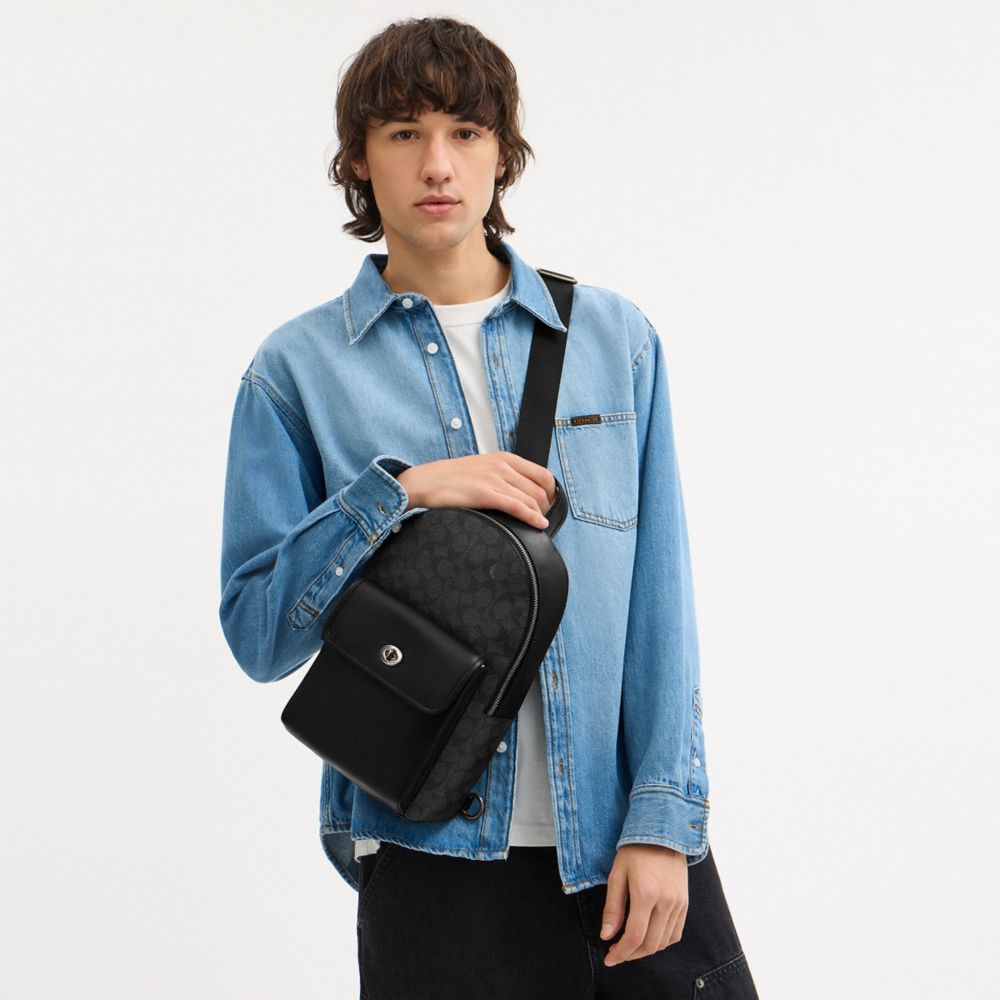 Turnlock Sling Pack In Signature Canvas