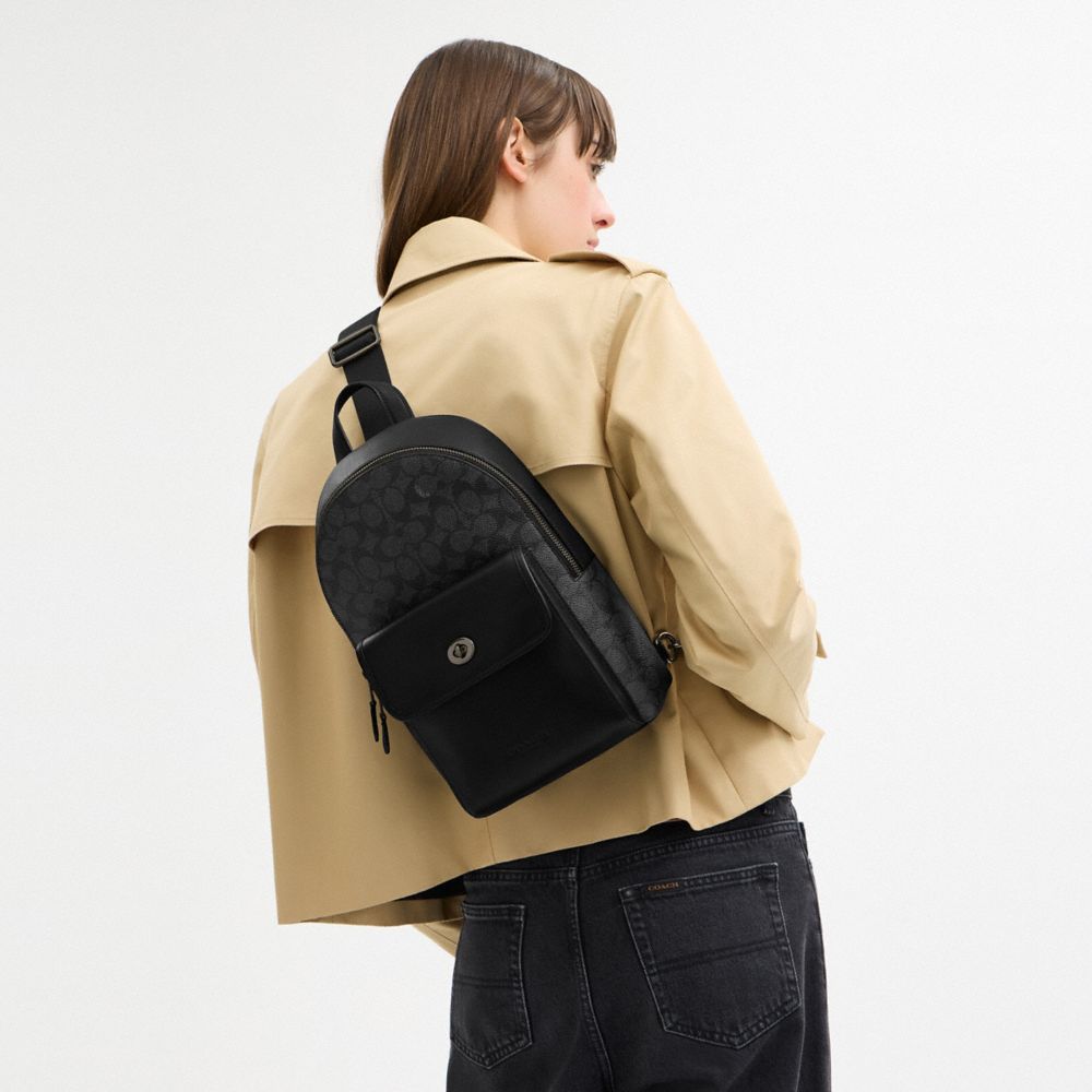 Turnlock Sling Pack In Signature Canvas