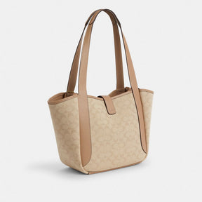 Hadley Turnlock Tote Bag With Signature Canvas